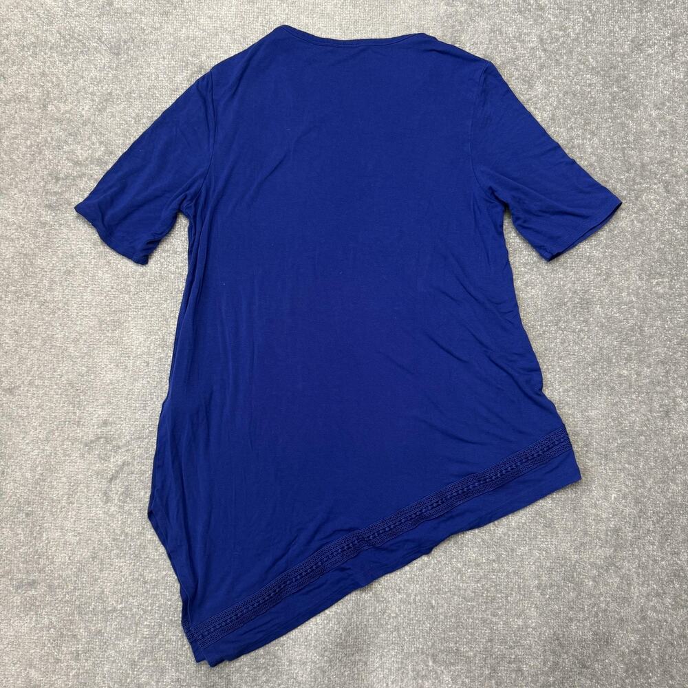 Chicos Tunic Top Womens 1 (US Size 8) Blue Asymmetrical Hem Crochet Stretch - Picture 8 of 8